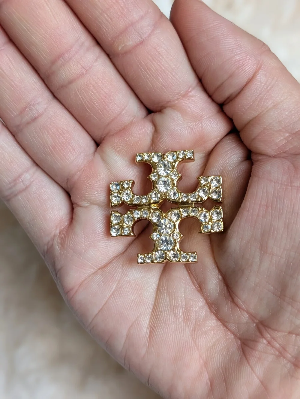 TORY BURCH Kira Big Pave Double T Logo Stud Earrings